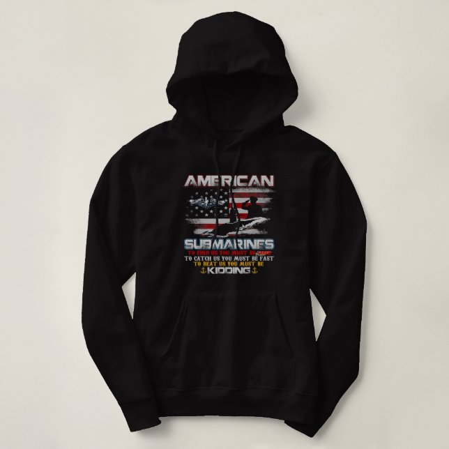 American Submarine Veteran Submariner US Flag Men  Hoodie (Design Front)