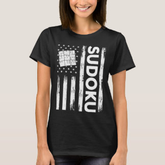 American Sudoku Puzzle Outfit USA Flag T-Shirt