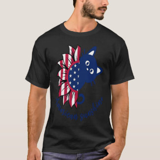 American Sunshine Cat And Sunflower Cat US Flag 4t T-Shirt