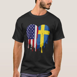 American Swedish Heritage Month Sweden Flag Heart T-Shirt