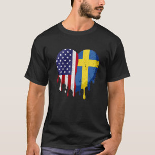 American Swedish Heritage Month Sweden Flag Heart  T-Shirt