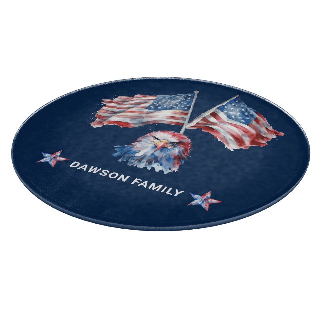 American Symbols Custom Family Name Cutting Board (Corner)