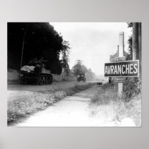 American Tanks in Avranches France World War II Poster