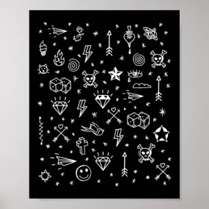 American Tattoo Flash, Traditional Tattoo Designs Poster