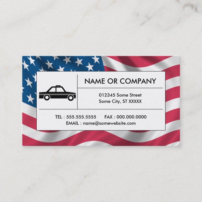 american taxi cab business card (Front)