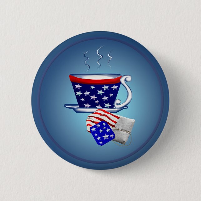 American Tea Cup and Bag Button (Front)