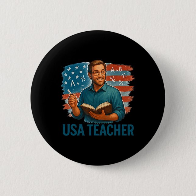 American Teacher Knowledge Education Pride  6 Cm Round Badge (Front)