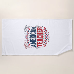 American Teacher Patriotic Vintage Shirt Design_1 Beach Towel