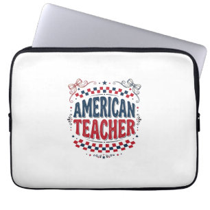American Teacher Patriotic Vintage Shirt Design_1 Laptop Sleeve