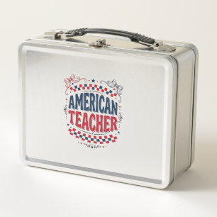American Teacher Patriotic Vintage Shirt Design_1 Metal Lunch Box