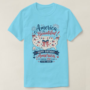 American The Beautiful 250 Celebration with Bow T-Shirt