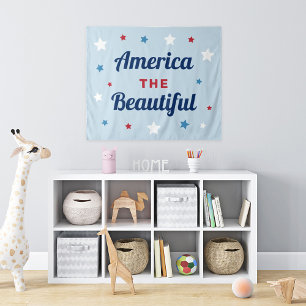 American the Beautiful Blue 4th of July Tapestry