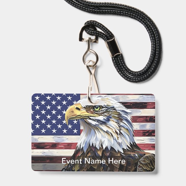 American Theme Budget Event Badges ID Badge (Back with Lanyard)