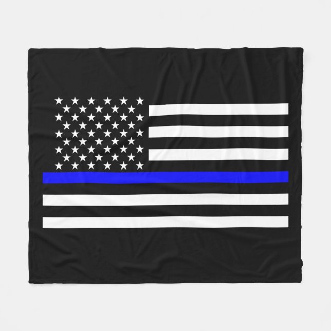 American Thin Blue Line Decor Fleece Blanket (Front (Horizontal))