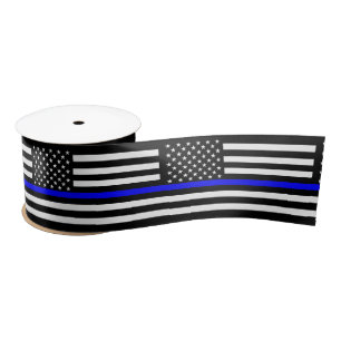 American Thin Blue Line Decor Satin Ribbon