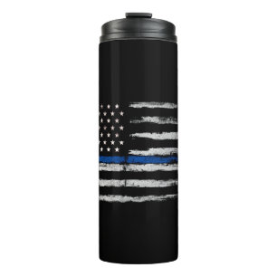 American Thin Blue Line flag Thermal Tumbler