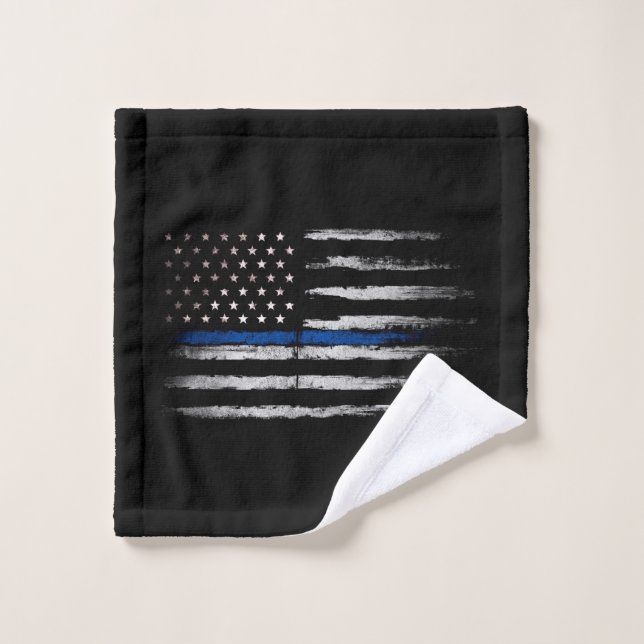 American Thin Blue Line flag Wash Cloth (Wash Cloth)