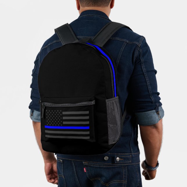American Thin Blue Line Symbolic on  a Printed Backpack (Insitu (Model))