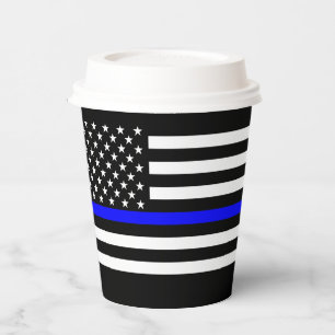 American Thin Blue Line Symbolic on on a Paper Cups