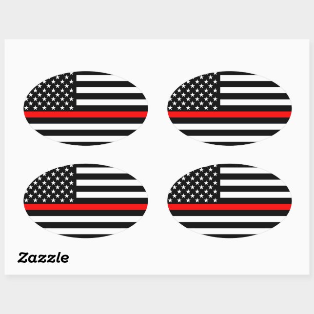 American Thin Red Line Decor on a Oval Sticker (Sheet)