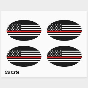 American Thin Red Line Decor on a Oval Sticker