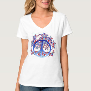 American Tie-Dyed Stars with Peace Symbol T-Shirt