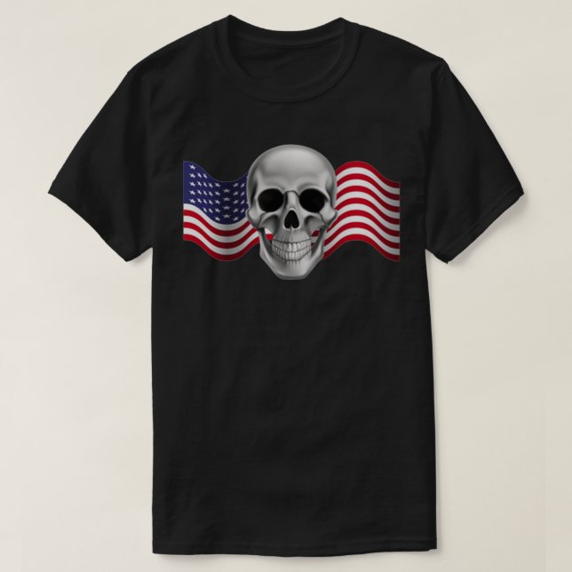 American Titanium Skull on Black T-Shirt (Design Front)