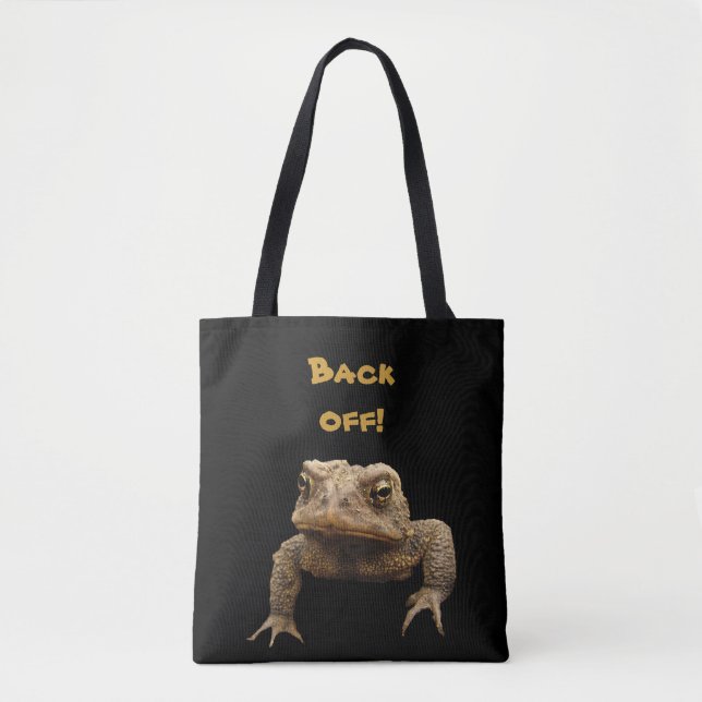 American Toad says Back Off Animal Tote Bag (Front)