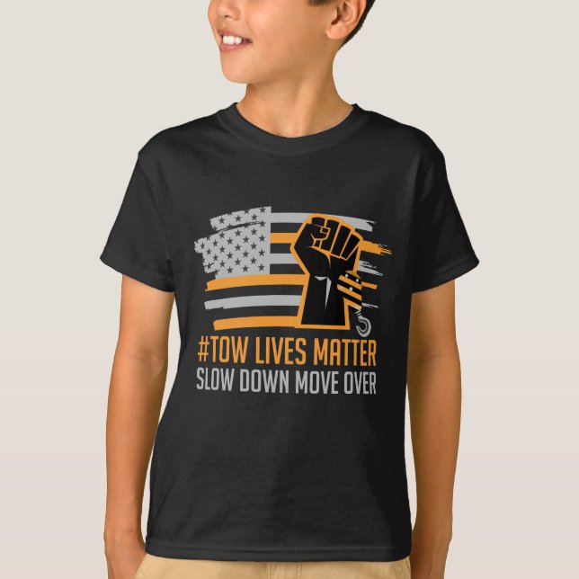 American Tow Truck Driver Towing Trucker Driving T-Shirt (Front)