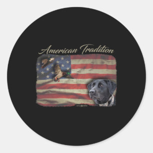 American Tradition Waterfowl Duck Hunting Dog Blac Classic Round Sticker