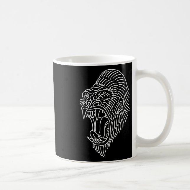 American Traditional Gorilla Head Outline Tattoo  Coffee Mug (Right)