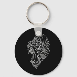 American Traditional Gorilla Head Outline Tattoo  Key Ring