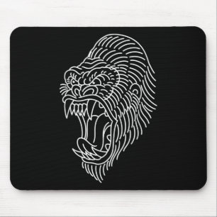 American Traditional Gorilla Head Outline Tattoo Mouse Mat