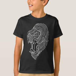 American Traditional Gorilla Head Outline Tattoo T-Shirt