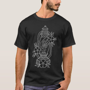 American Traditional Lantern Torch Outline Tattoo T-Shirt