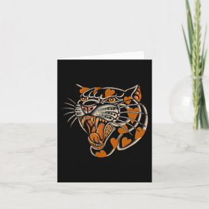 American Traditional Panther With Hearts Old Schoo Card