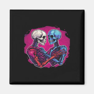 American Traditional Skeleton Holding Hands Tattoo Magnet