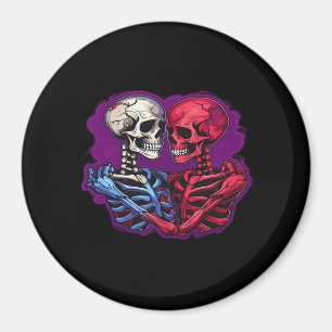American Traditional Skeleton Holding Hands Tattoo Magnet