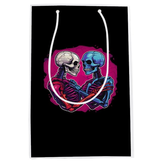 American Traditional Skeleton Holding Hands Tattoo Medium Gift Bag (Front)