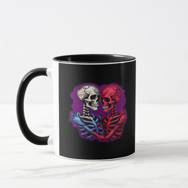 American Traditional Skeleton Holding Hands Tattoo Mug (Left)