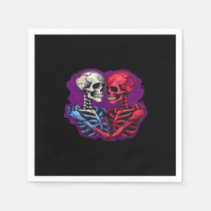 American Traditional Skeleton Holding Hands Tattoo Napkin