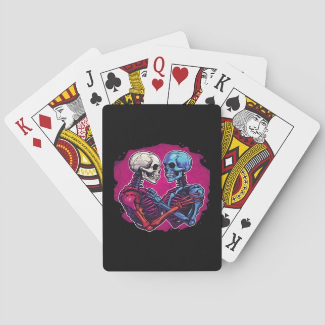 American Traditional Skeleton Holding Hands Tattoo Playing Cards (Back)