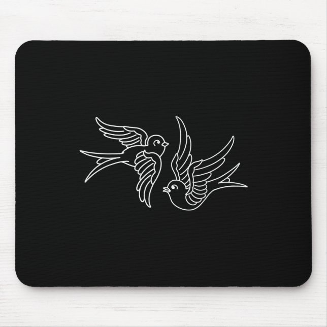 American Traditional Swallow Design Tattoo  Mouse Mat (Front)