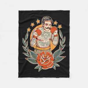American Traditional Tattoo Boxer Flash Edgy Boxin Fleece Blanket