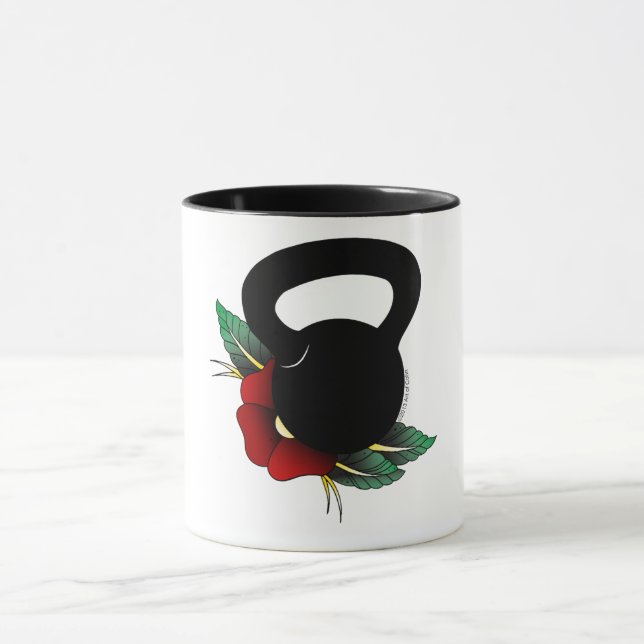 American Traditional Tattoo Flower Kettlebell  Mug (Center)