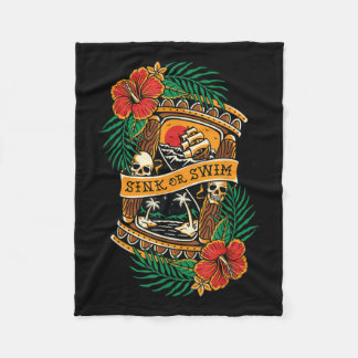 American Traditional Tattoo Old School Flash Skull Fleece Blanket