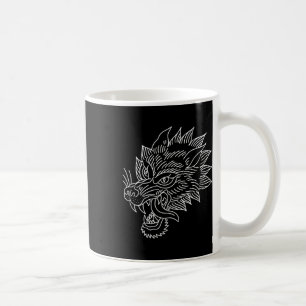American Traditional Wolf Head Outline Tattoo  Coffee Mug