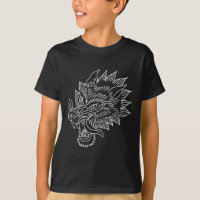 American Traditional Wolf Head Outline Tattoo