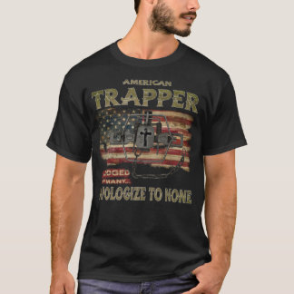 American Trapper Coyote Steel Trap American Flag U T-Shirt
