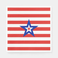 American Tri-Coloured Star on Red and White Stripe